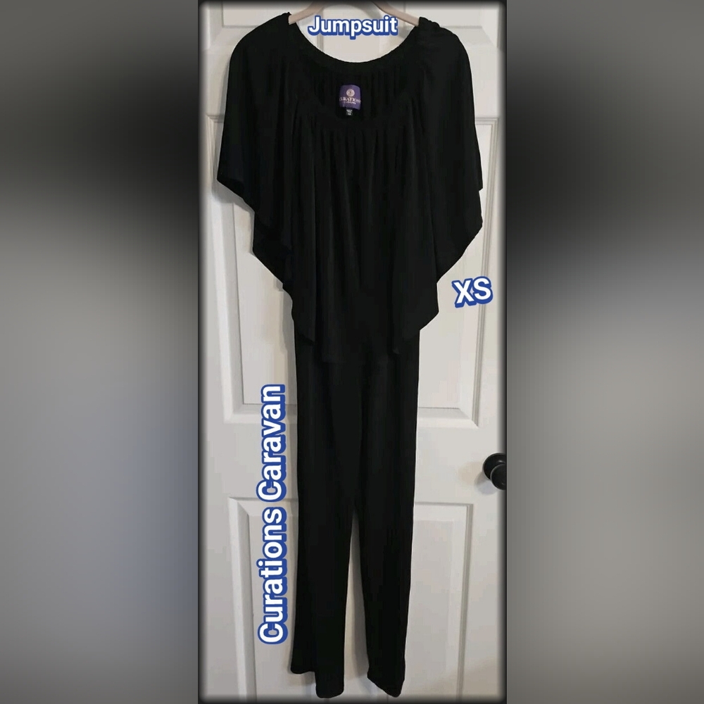 Curations caravan black batwing ruffle jumpsuit XS